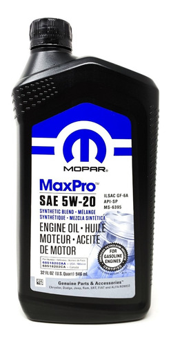 Aceite 5w20 Semisintetico Original Mopar Maxpro Jeep