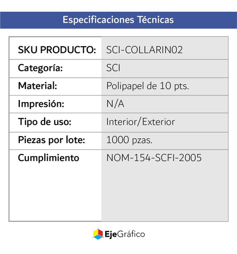 Imagen 3 de 3 de Collarín 1000 Pz Sci Sin Impresion
