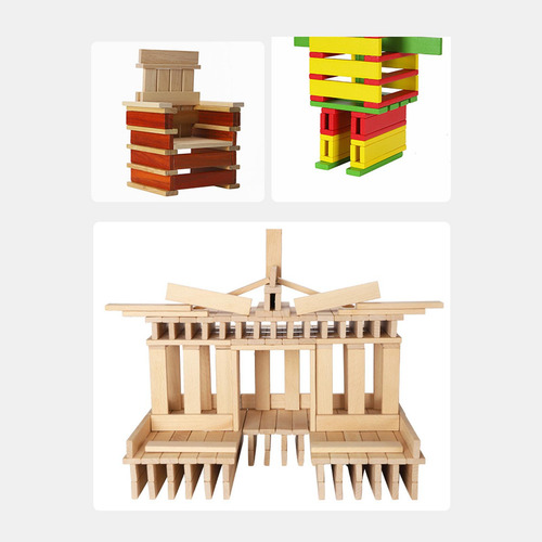100 Piezas De Bloques De Madera, Juego De Apilamiento,