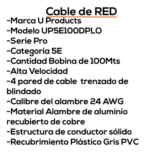 Imagen 3 de 9 de Cable Utp Cat5e Bobina 100 Mts Camara Redes Lan Cctv Bagc