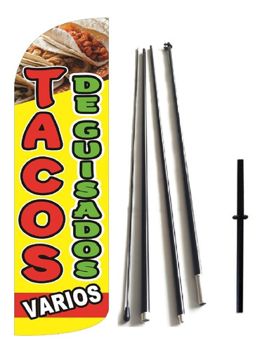 Tacos De Guisado Bandera Publicitaria Estructura Asta Estaca