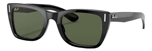 Óculos de sol Ray-Ban Wayfarer Caribbean Legend Gold Standard armação de acetato cor polished shiny black, lente green clássica, haste polished shiny black de acetato - RB2248