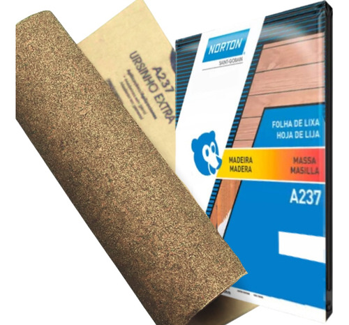 50 Folhas Lixa Para Madeira 225x275mm Grão 100 A237 Norton