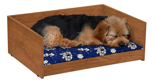 Cama Pet Borda Protetora Caminha Estofada Pequena Cachorro Cor Freijó/azul