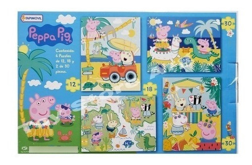 Peppa Pig 4 Puzzles 12 18 30 X2 Piezas Grandes 