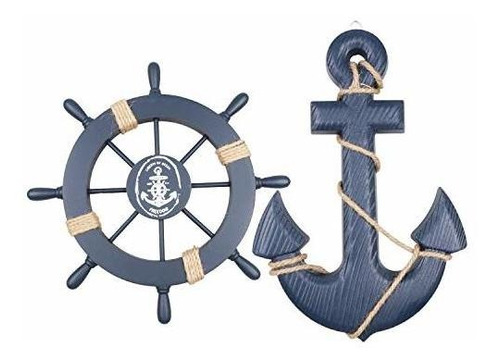 2 Pack 11 Nautical Beach Wooden Ship Wheel And 13 Wood ...