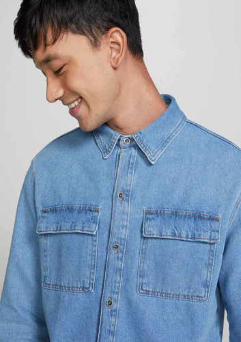 Camisa Jeans Masculina Overshirt Hering