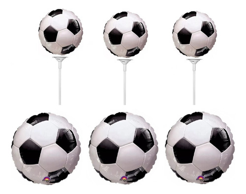 6 Globos Metalico 9/18puLG Original Balon Futbol Soccer