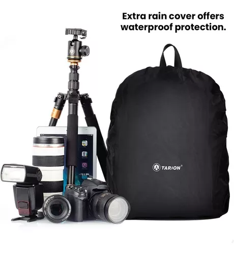 TARION Mochila profesional para cámara con cubierta para lluvia,  compartimento para laptop, impermeable, para fotografía, para mujeres y  hombres