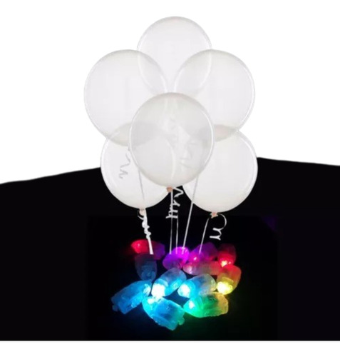 Globos Cristal 12 PuLG Led X 6 Uni Luz Multicolor Luminosos 