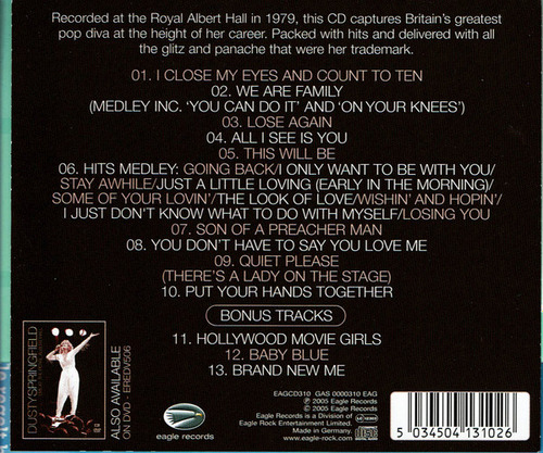 Cd Live At The Royal Albert Hall (dusty Springfield) Estándar