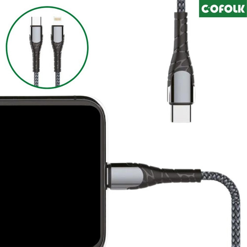 Imagen 2 de 2 de Cable De Carga Usb C A Lightning 1 Metro 30w Cofolk