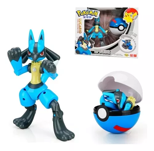 Brinquedo Pokemon Lucario Articulado Pokebola Tamanho Real