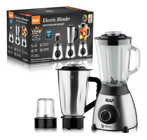 Licuadora Raf 1000w 6 Cuchillas 3 En 1