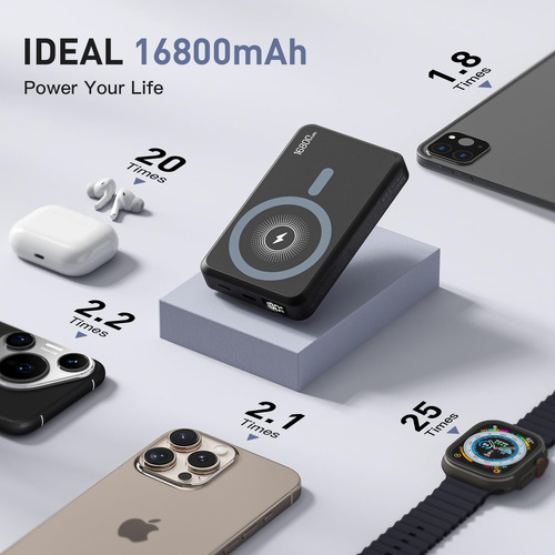 Power Bank Tryetas 16800 Mah, Magnético, Inalámbrico, 15 W,