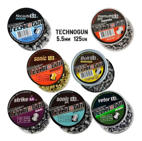 Imagem 1 de 4 de Chumbinhos Espingarda Carabina 07 Technogun 5.5mm Variados