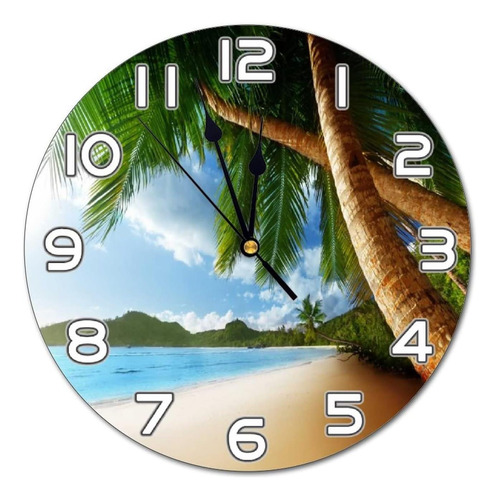 Abucaky Reloj De Pared Con Palmeras De Playa Marina, Con Sin