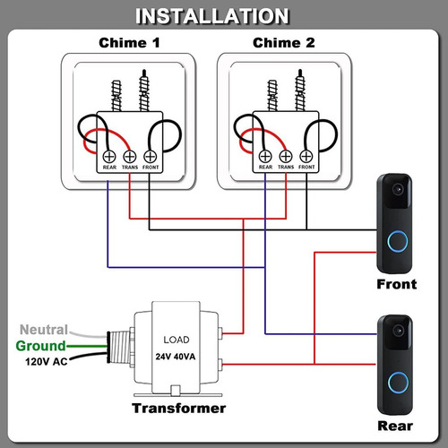 Doorbell Transformer 24v 40va Ac Power Supply Thermostat Pow