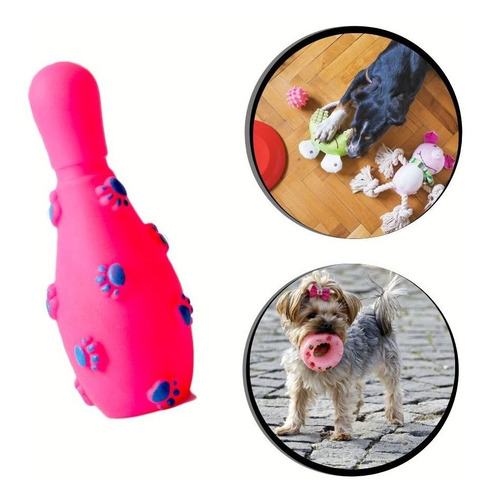 Brinquedo Pet - Pino De Boliche De Borracha Cor:rosa