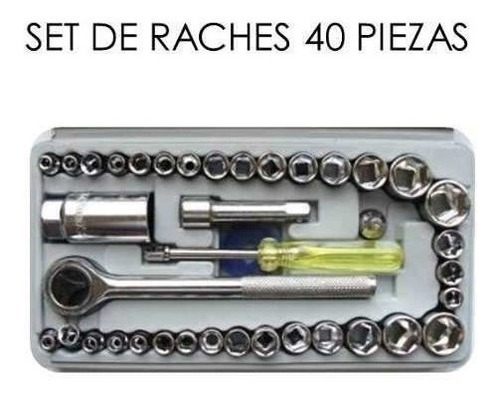 Juego De Raches Copas 40 Piezas Mecanica Vehiculos Motos +