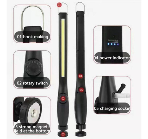 Lámparas De Inspección Cob Work, Recargables Por Usb, Led, P