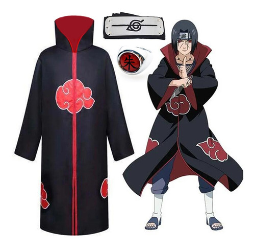 Capa De Akatsuki+diadema+anillo/disfraz De Cosplay/naruto