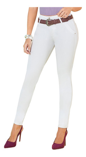 Jeans Colombiano Control Abdomen 1396 Blanco Bartolomeo