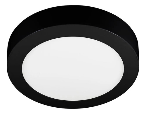 Panel Led Redondo Sobrepuesto 12w Luz Fria Negro