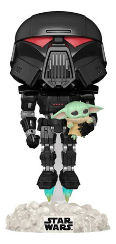 Funko Pop! Dark Trooper With Grogu No 488 Glows In The Dark