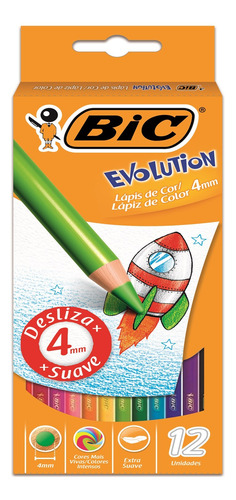 Lapices Bic Evolution X12 Mina 4mm Colores Intensos