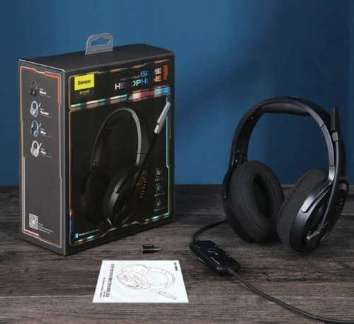 Imagen 2 de 2 de Audífonos Gamer Gamo Black Virtual 3d Baseus Usb 2 Metros