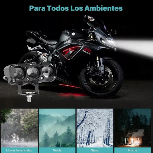 2pzs Faros Auxiliares 3 Modos Doble Color Led Para Auto Moto Negro