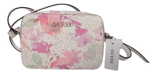 Crossbody Guess Diseño Floreado Para Mujer Nuevo Y Original Blanco Floreado Níquel Blanco