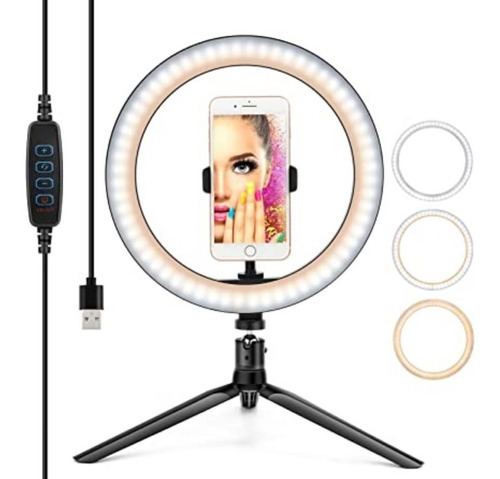 Anillo Luz Led Selfie 26cm 35w Con Tripode 16cm