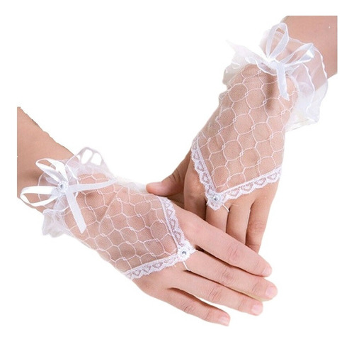 Finos Guantes Novia Importado Sin Dedos Tul Elastizado P99