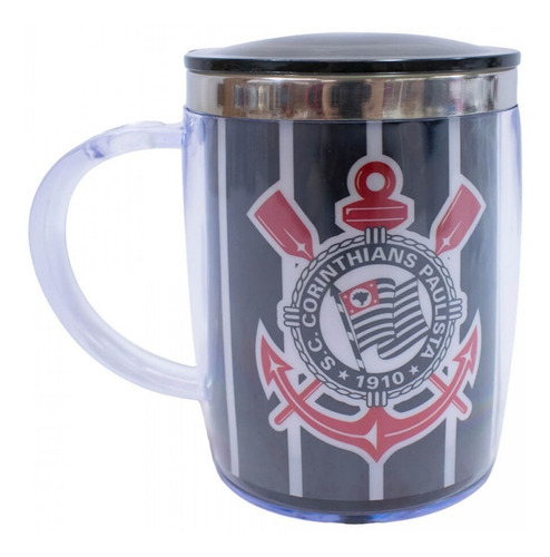 Caneca Térmica Arredondada Com Tampa 450ml - Corinthians 