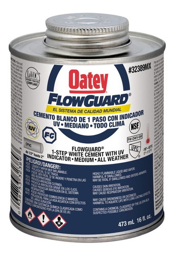 Pegamento Cpvc Flowguard® Blanco Oatey 473 Ml 32389mx