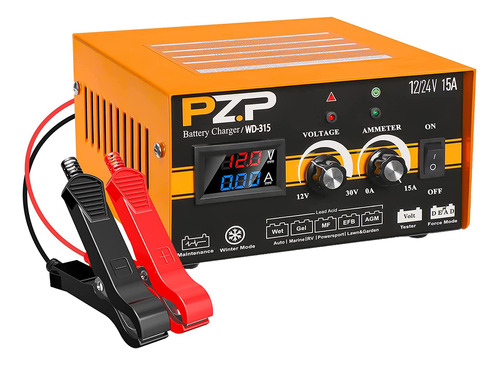 Pzp - Cargador De Batera De 0-15 A, 12 V, 24 V, Para Automvi