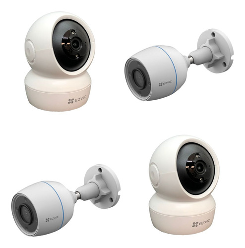 Pack De 4 Camaras Ezviz Con Audio 2 De Interior Y 2 Exterior