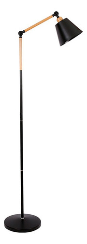 Lampara De Pie Moderna Ajustable Detalles En Madera 160 Cm Pantalla Blanco