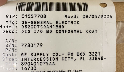 Ge Ds200tcdah1b Ds200tcdah1bhd Digital I/o Board Mark V Ggl (Reacondicionado)