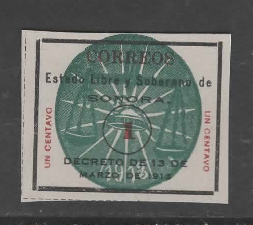 Estampilla De Sonora Revolucion Sello Verde 1913 