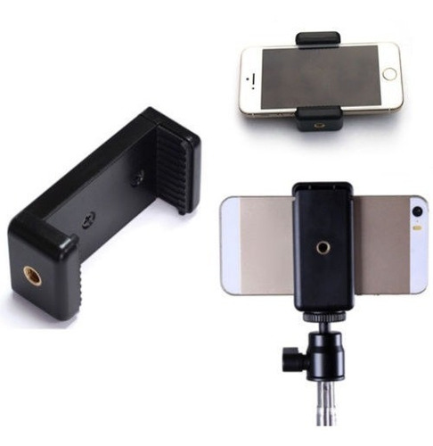 Suporte Clip Para Celular, Com Rosca 1/4 P/ Tripé Cor Preto