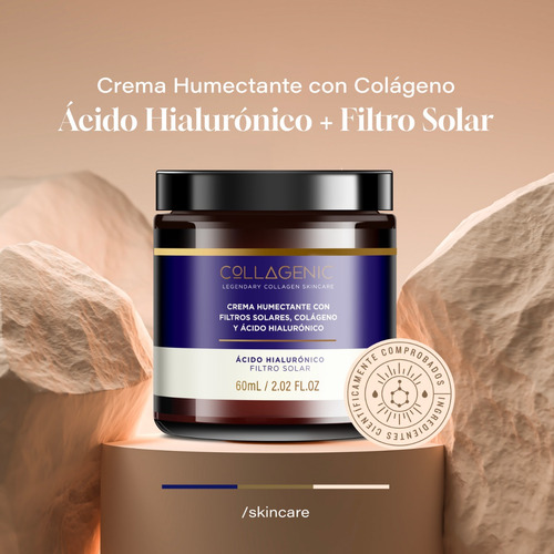 Crema Hidratante Facial 60ml. 3% Acido Hialuronico Colageno Tipo De Piel Todo Tipo De Piel