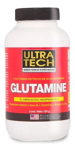 Glutamina Ultra Tech 150 Grs Recuperacion Y Energia La Glutamina Aminoácido Mas Abundante En La Masa Muscular Sabor Sin Sabor