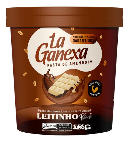 Pasta De Amendoim Gourmet La Ganexa 1kg - Leitnho Black