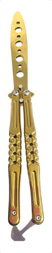 Canivete Butterfly Aço Inox Semcorte Treino Manobras Dourado