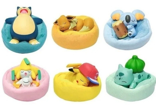 Sleeping Pikachu Snorlax Eevee Bulbasaur 6 Figuras En Bolsa