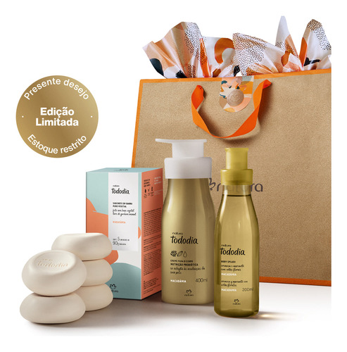 Presente Natura Tododia Macadâmia Perfume Kit Cuidado Diário