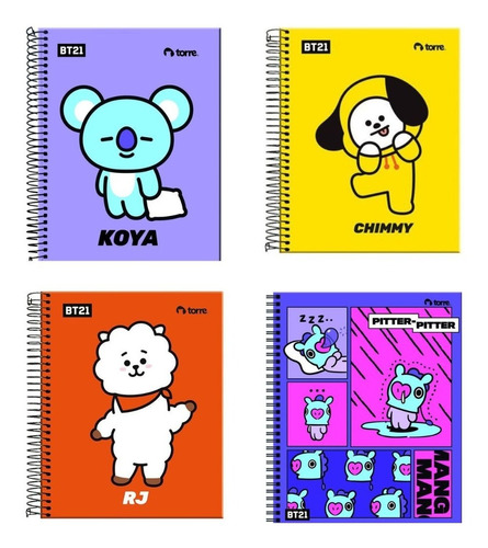 Cuaderno Carta Bt21 150hjs 7mm Triple 3 Mat Torre Pack X 4